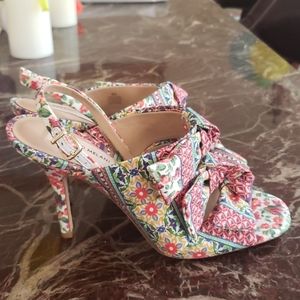 Pink and Green Floral Heels with Vibrant Design